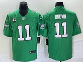 Men's Philadelphia Eagles #11 AJ Brown Green C Patch 2023 Vapor Limited Throwback Jersey,baseball caps,new era cap wholesale,wholesale hats